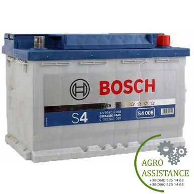 6СТ-74 (0092S40080) (+ праворуч) Акумулятор 6СТ-74 необслуж. (Пр-во BOSCH) | Agro Assistance