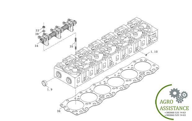 Головка блока цилиндров YTO-X1204