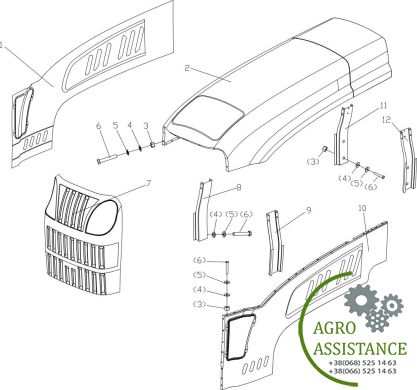 Элементы капота YTO-X1204