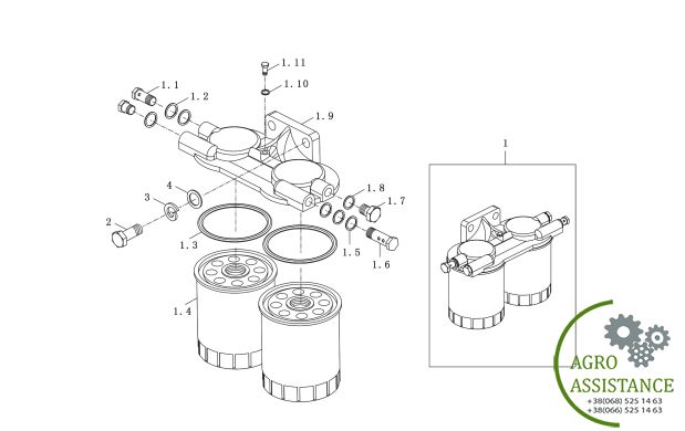 Топливный фильтр в сборе YTO-X1204