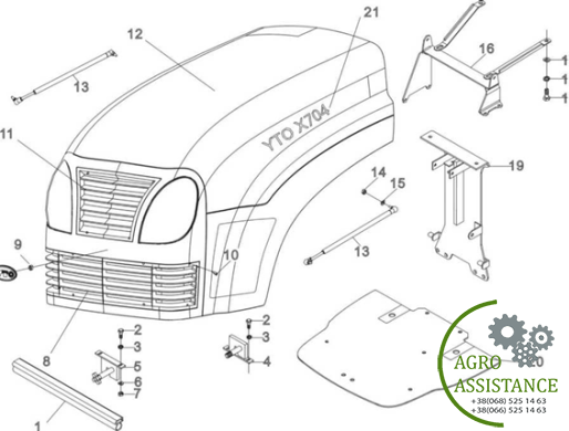 Капот в сборе YTO-X804