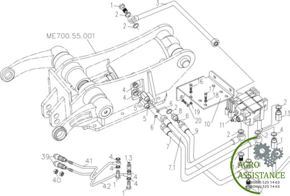 Прижимной механизм и рычаги роспределителя YTO-X804