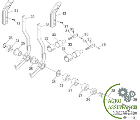 Прижимной механизм и рычаги роспределителя YTO-X804