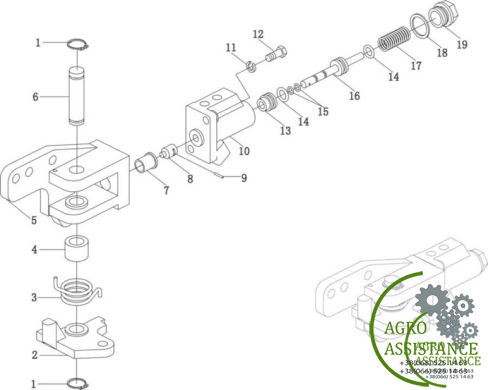 Гидравлический расцепляющий механизм блокировки дифференциалаYTO-X1204