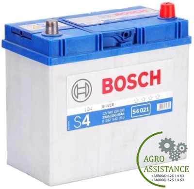 Акумулятор стартерний BOSCH 6СТ-45 АЗІЯ Євро (S4021)