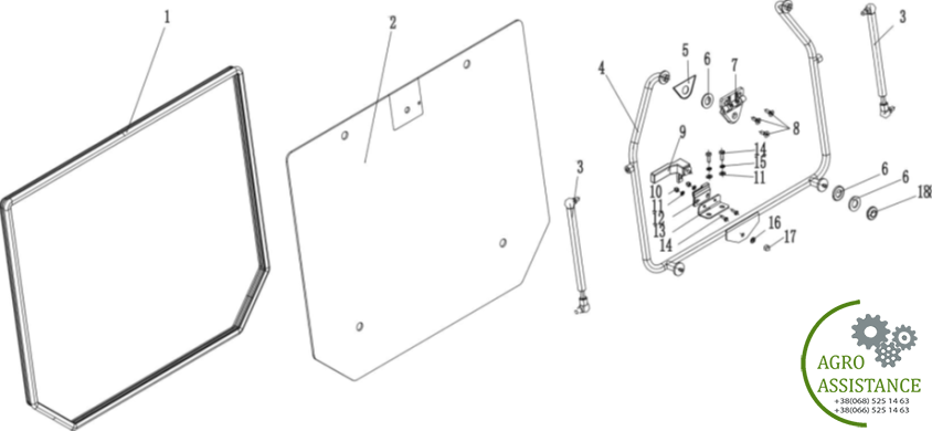 Заднее стекло YTO-X1204