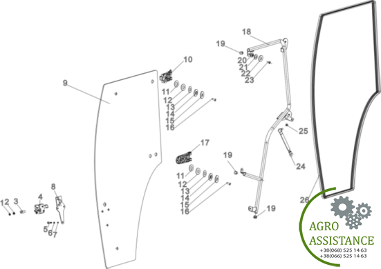 Дверь трактора YTO-X1204