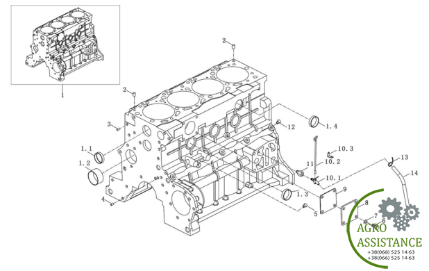 Блок цилиндров YTO-X904